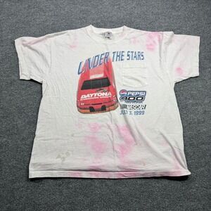 Delta NASCAR Pepsi 400 Daytona Mens XL‎ White Racing T Shirt 1999 Vintage